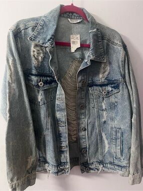 Light Wash Distressed Denim Jacket